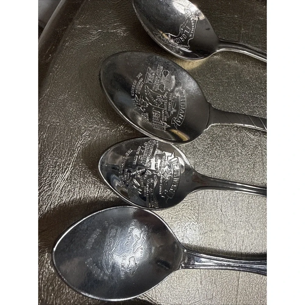 Lot  7 Vintage Souvenir Spoon South Carolina Indiana Florida Arizona USA